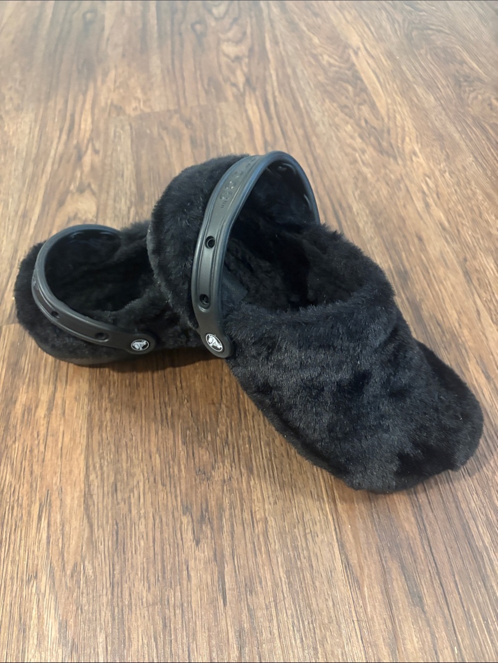 Crocs Black Faux Fur Clog Slides - Women’s